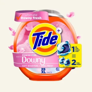 Tide Power PODS with Downy Soft Boosters Laundry Detergent Pacs, April Fresh Scent, 25 Count