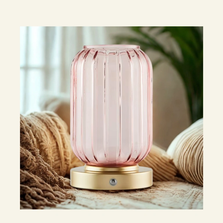 Mainstays by Becky G. & Alejandra 8.5" Rechargeable Green Lily Ribbed Glass Uplight, Gold Metal Base A portable lamp adds a touch of color and ambient light to any room in your home Finished beautifully with a ribbed green glass shade and gold base for an elevated look Touch control with dimmable integrated LED 2.5 ft USB charging cord included 1 Mainstays by Becky G. & Alejandra 8.5" Rechargeable Green Lily Ribbed Glass Uplight, Gold Metal Base A portable lamp adds a touch of color and ambient light to any room in your home Finished beautifully with a ribbed green glass shade and gold base for an elevated look Touch control with dimmable integrated LED 2.5 ft USB charging cord included