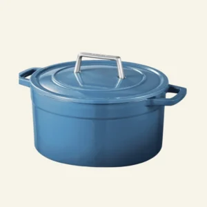 Carote 5QT Enamel Cast Iron Dutch Oven Pot for Sourdough Bread Stew Roast, Easy Cleaning, Bluestone