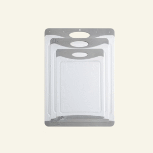Mainstays 3-Piece Non-Slip Poly Cutting Boards, 50% Recycled PP, 16.9"x 11.8", 13.7" x 9.5", 11.4" x 7.9", White&Silver Color