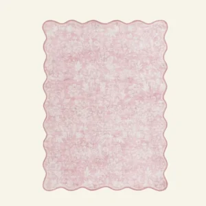 Mainstays Pink Feather Faux Fur Scalloped Indoor Area Rug, 4'x5'6"