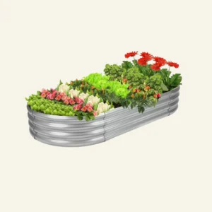 Galvanized Raised Garden Bed Kit, Galvanized Planter Raised Garden Boxes Outdoor, Oval Metal Raised
