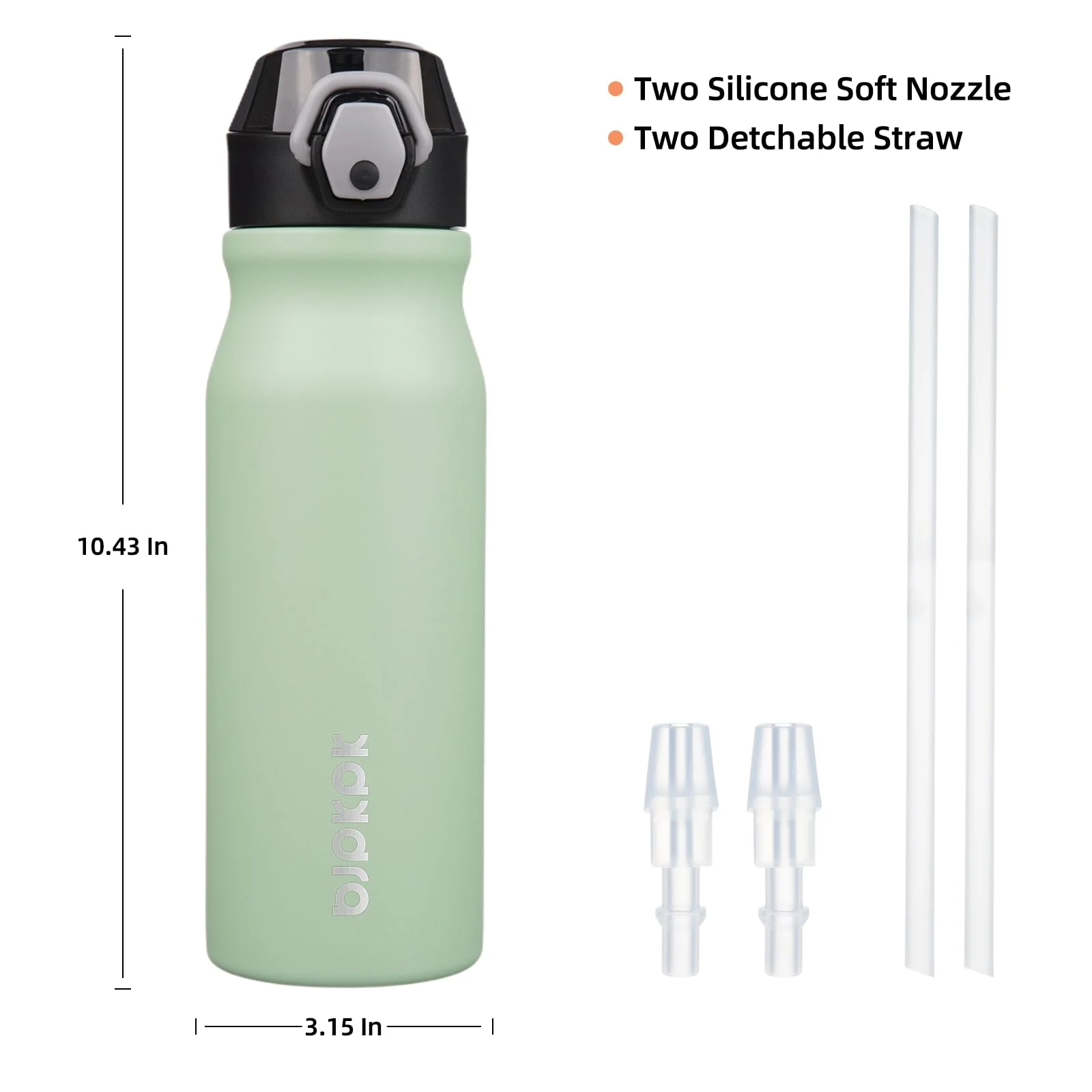 BJPKPK 25oz Stainless Steel Water Bottle with Straw, Insulated Water Bottle, Macaron Green 3 BJPKPK 25oz Stainless Steel Water Bottle with Straw, Insulated Water Bottle, Macaron Green - Image 3
