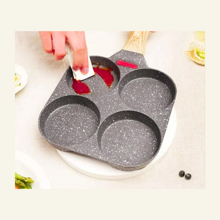 Egg Frying Pan, Fried Egg Pan Nonstick 4 Cups Pancake Pan with Silicone Spatula & Brush, Non-Stick Coating 3 Egg Frying Pan, Fried Egg Pan Nonstick 4 Cups Pancake Pan with Silicone Spatula & Brush, Non-Stick Coating - Image 3