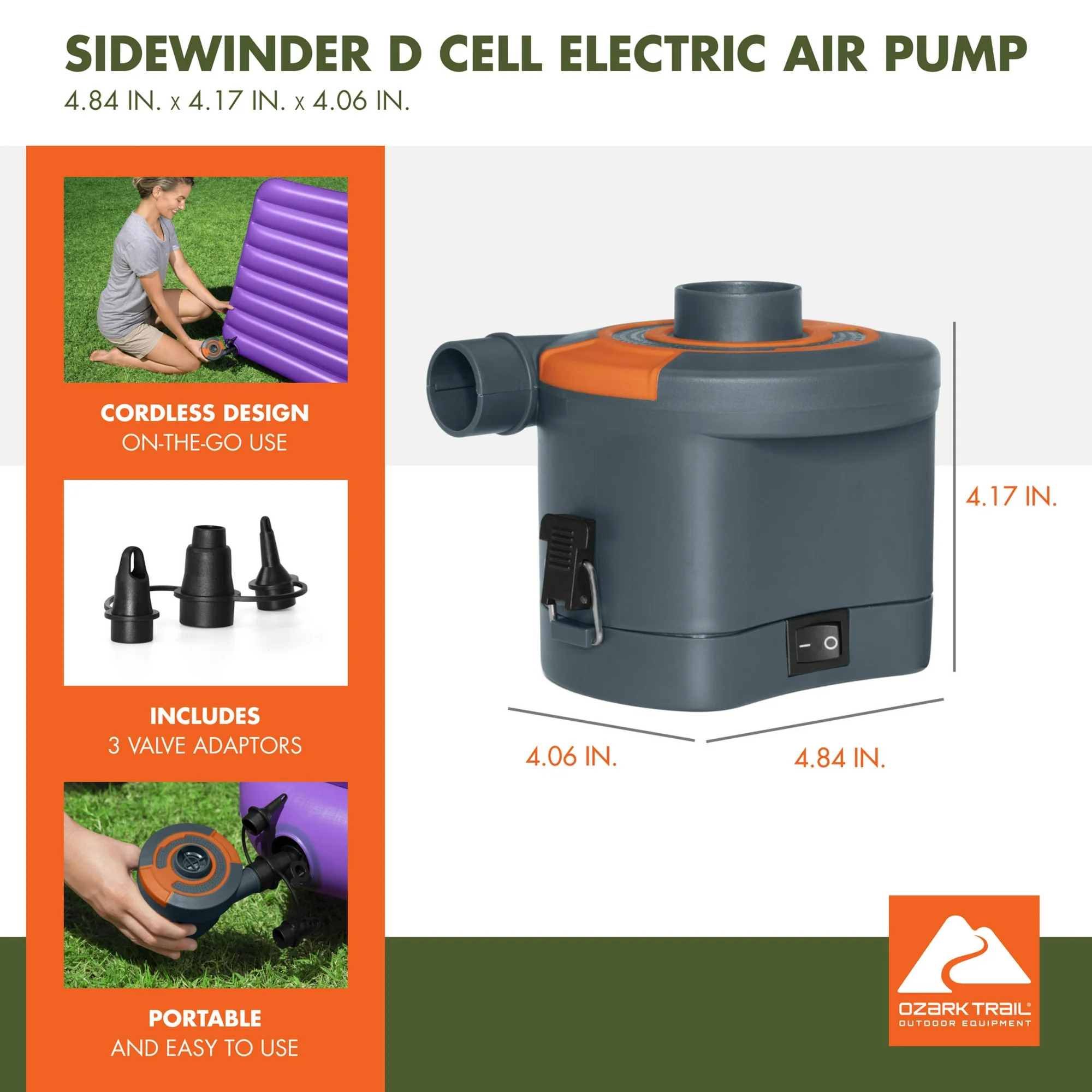 Ozark Trail Sidewinder D Cell Electric Air Pump 3 Ozark Trail Sidewinder D Cell Electric Air Pump - Image 3