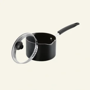Farberware Easy Clean 3 Quart Aluminum Nonstick Straining Sauce Pan with Lid, Black