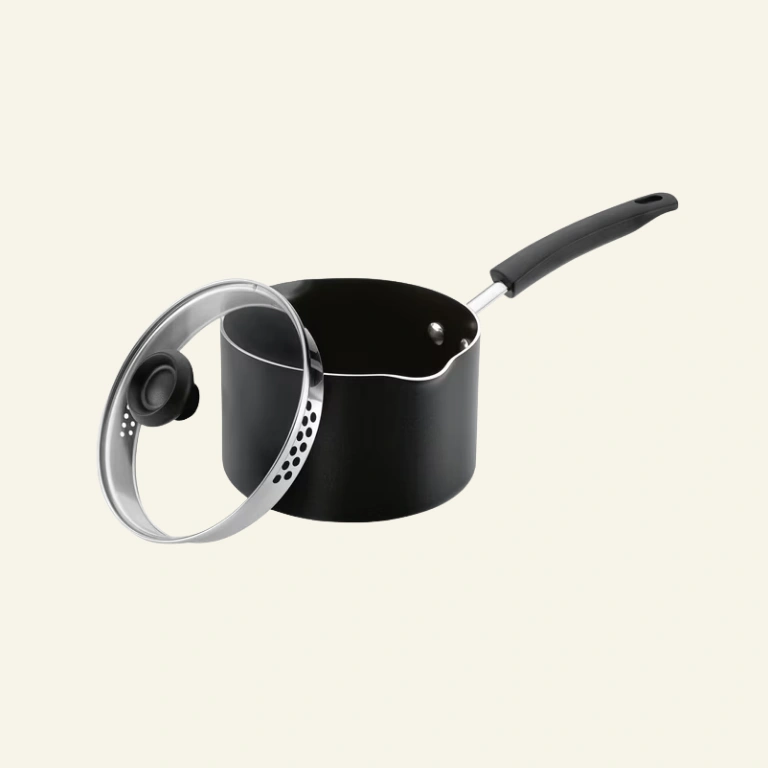 Farberware Easy Clean 3 Quart Aluminum Nonstick Straining Sauce Pan with Lid, Black 1 Farberware Easy Clean 3 Quart Aluminum Nonstick Straining Sauce Pan with Lid, Black