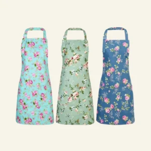 AOWOO 3 Pack Floral Aprons for Women, Adjustable Kitchen Aprons with 2 Pockets Vintage Cute Rose Floral Apron Chef Bakers Apron for Cooking Baking Gardening Apron Gift for Mom Wife Sister Grandma