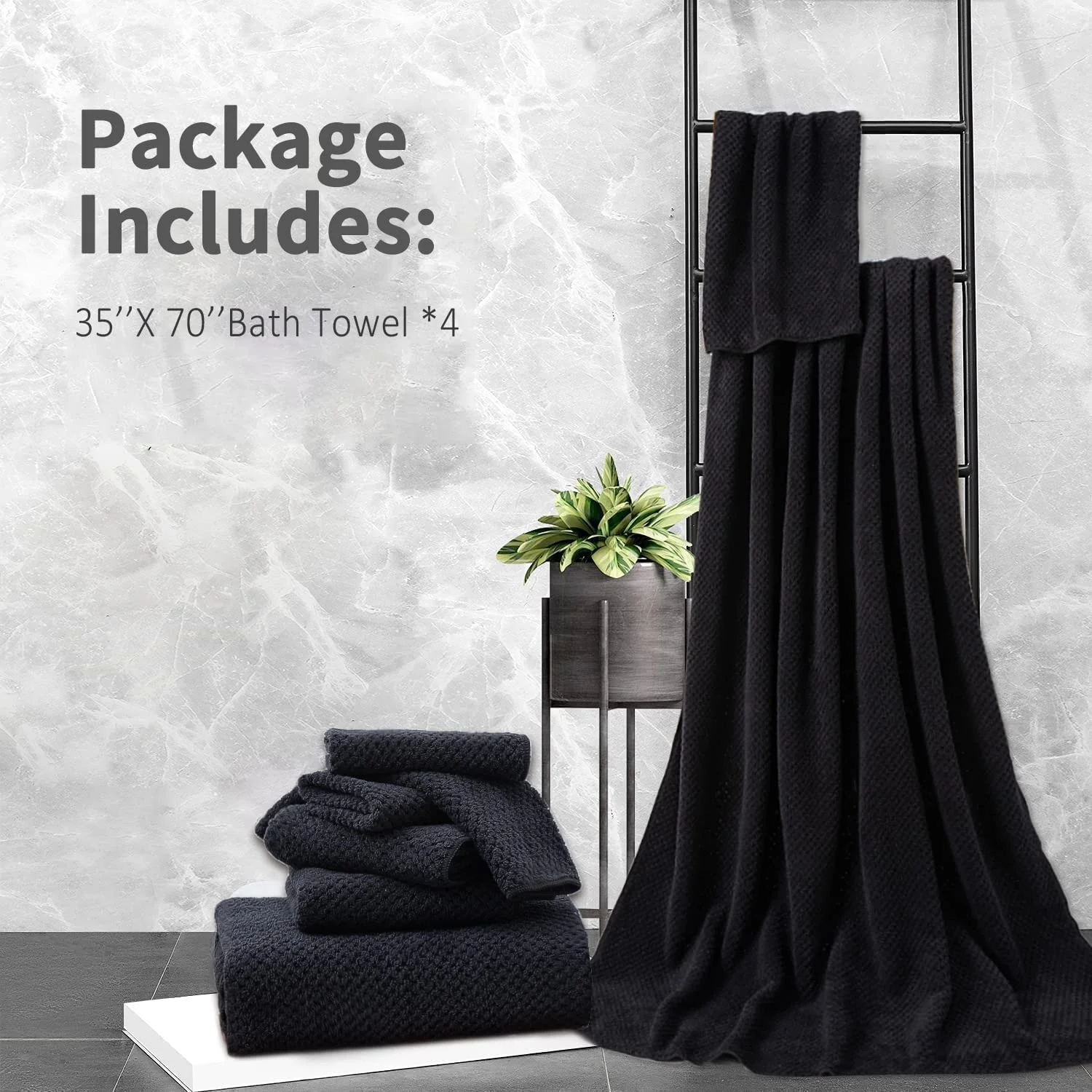 Jessy Home 4 Pack Towel Set Oversized Bath Sheet Towels 600 GSM Ultra Soft Gray Bath Towels 5 Jessy Home 4 Pack Towel Set Oversized Bath Sheet Towels 600 GSM Ultra Soft Gray Bath Towels - Image 5