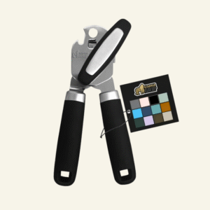 GORILLA GRIP Stainless Steel Manual Can Opener, Soft Touch Handle, Built-In Bottle Opener, Black