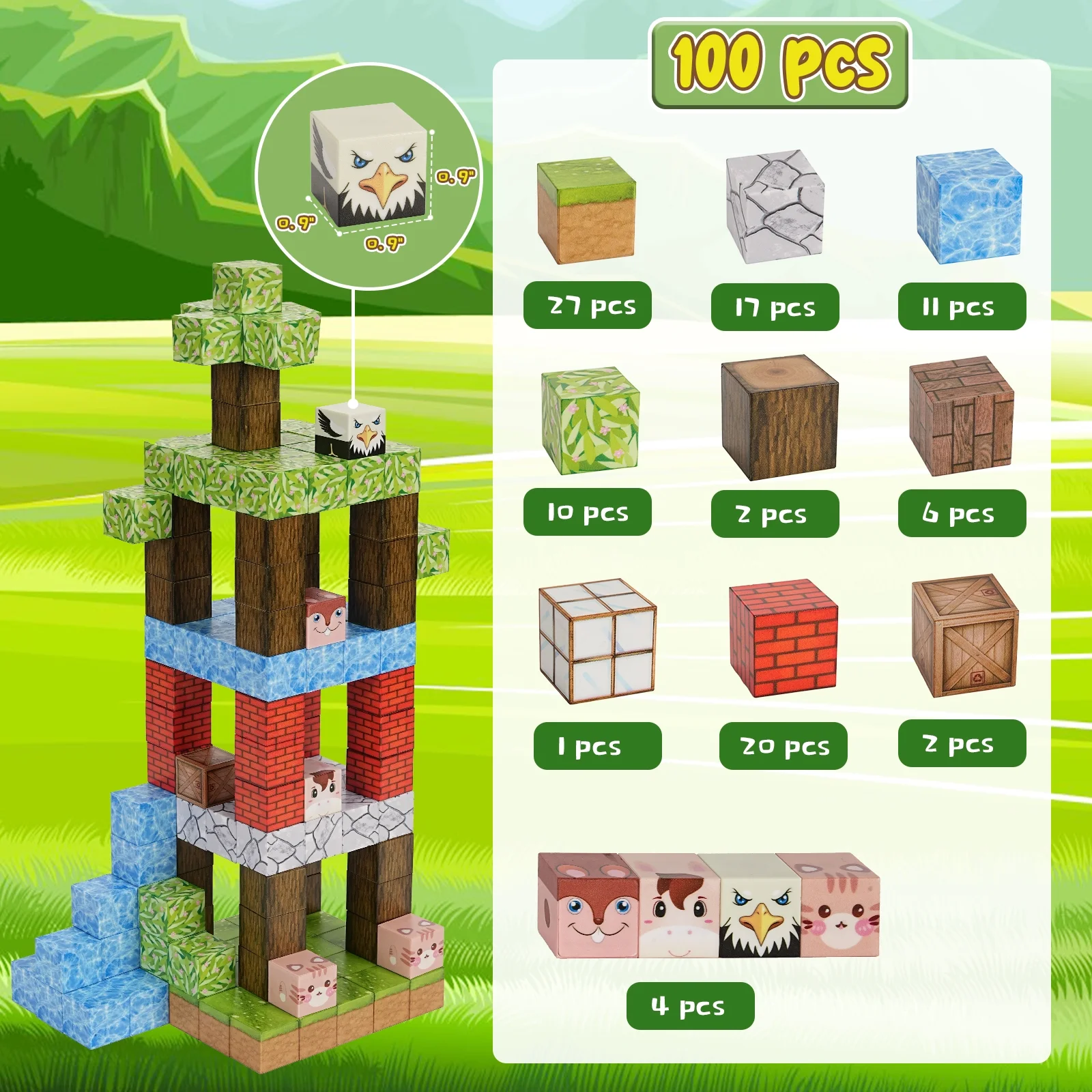 Crtynell 100PCS Magnetic Blocks-Build Magnet World Set for Boys & Girls Age 3-5 6-8, Sensory Toys for Toddlers Birthday Gifts for 3+ Years Old Girls Boys 2 Crtynell 100PCS Magnetic Blocks-Build Magnet World Set for Boys & Girls Age 3-5 6-8, Sensory Toys for Toddlers Birthday Gifts for 3+ Years Old Girls Boys - Image 2