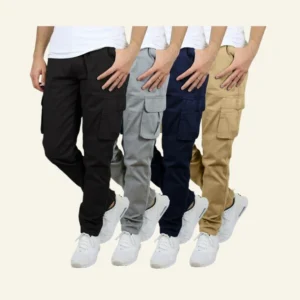 3-Pack Men's Flex-Stretch Cotton Cargo Pants, 31-Inch Inseam - Comfortable and Durable