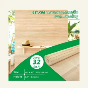Art3dwallpanel 48'' x 96'' Natural Bamboo Wall Panel for Interior Wall Décor for Living Room, Bedroom,Carbonized