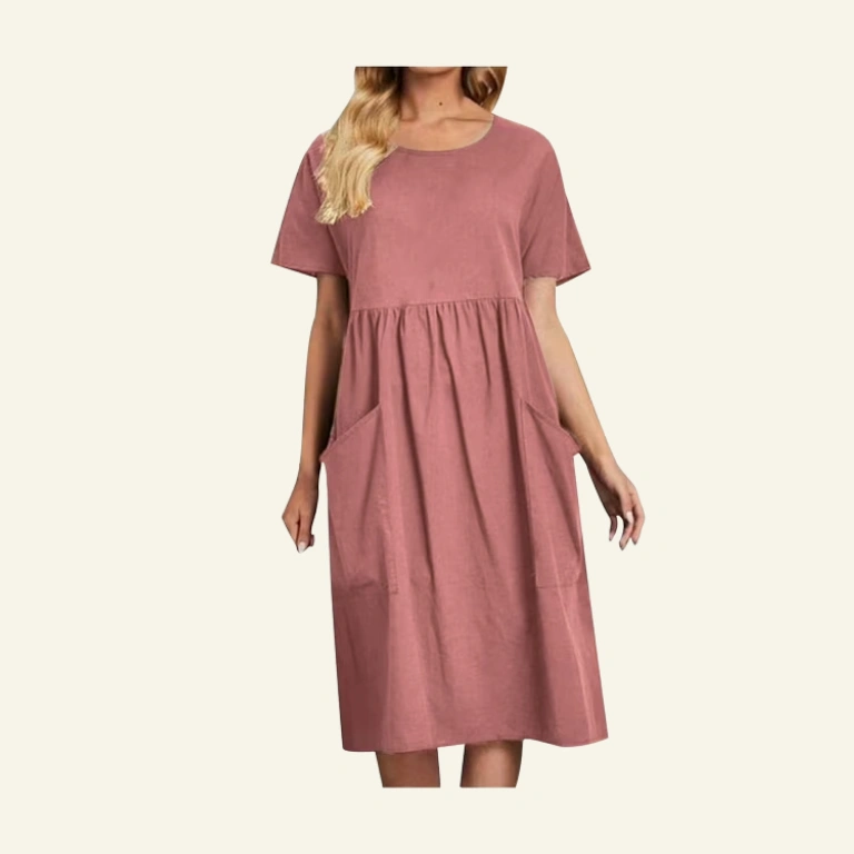 BLVB Women's Summer Short Sleeve Midi Dresses Casual Solid Color T-Shirt Dress Crewneck Beach Sundress with Pockets 1 BLVB Women's Summer Short Sleeve Midi Dresses Casual Solid Color T-Shirt Dress Crewneck Beach Sundress with Pockets