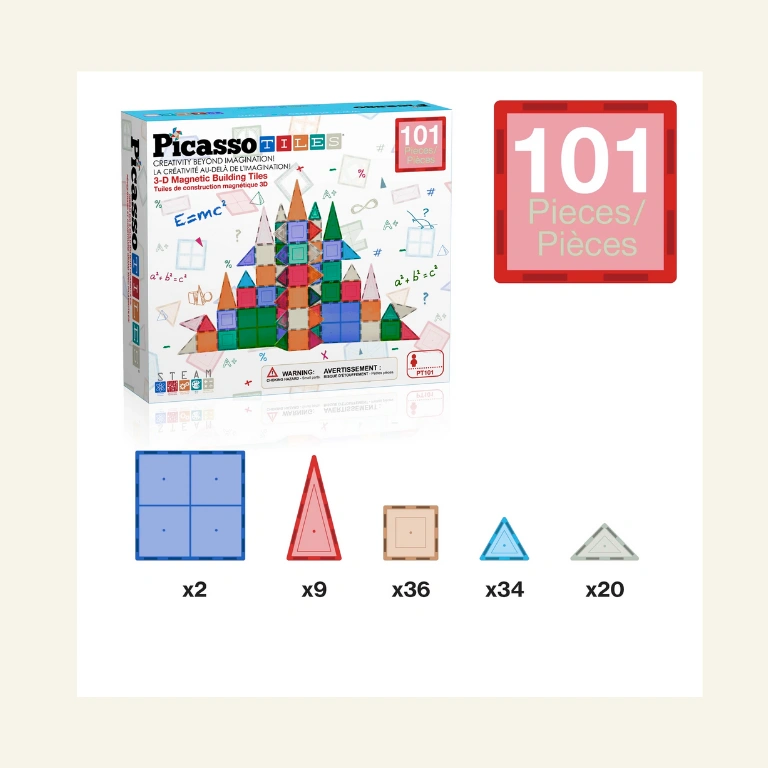 PICASSO-TILES Magnetic Tiles for Kids 101PCS Construction STEM Building Blocks Educational Toy 1 PICASSO-TILES Magnetic Tiles for Kids 101PCS Construction STEM Building Blocks Educational Toy