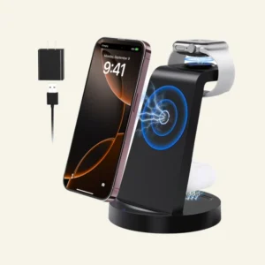 18W Wireless Charger - ETEPEHI 3 in 1 Charging Station Compatible with iPhone 16e 16 15 14 13 12 11 X Pro Max - Fast Charging Dock Compatible for Apple Watch & AirPods 4 3 Pro