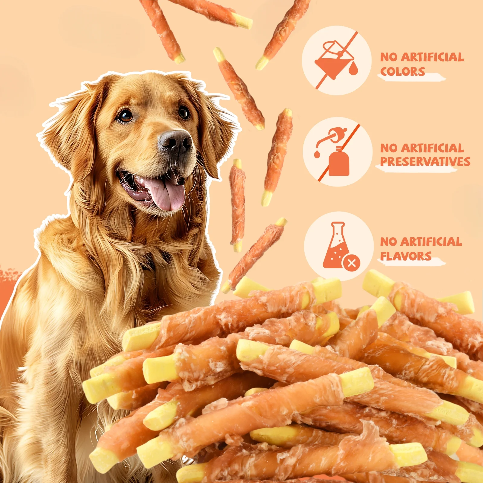 Pawmate Chicken Jerky Wrapped Pumpkin Biscuits Dog Treats, Promote Digestion Soft Chews for All Dogs, 11 oz 2 Pawmate Chicken Jerky Wrapped Pumpkin Biscuits Dog Treats, Promote Digestion Soft Chews for All Dogs, 11 oz - Image 2