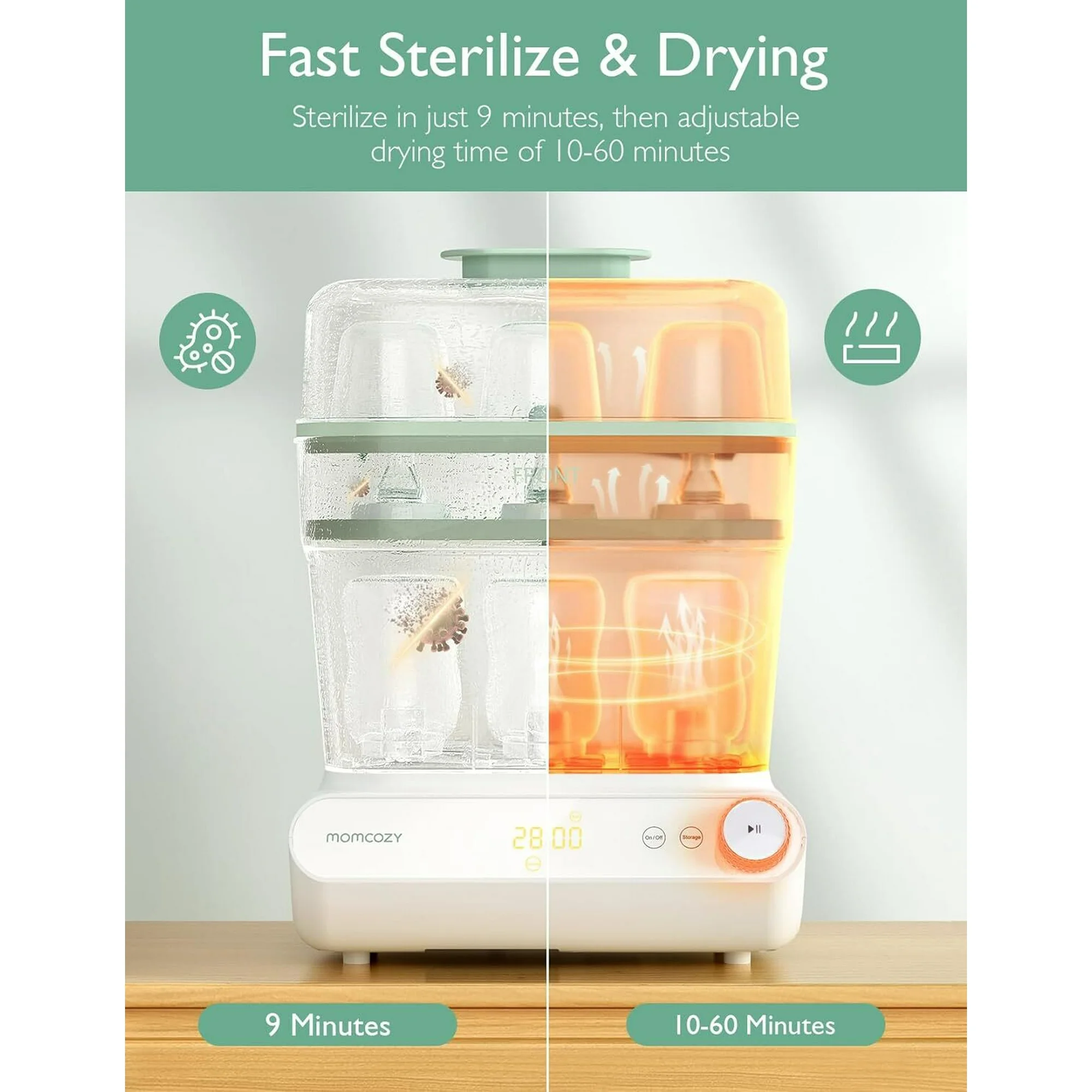 Momcozy 3 Layers Large Bottle Sterilizer and Dryer, Fast Sterilize and Dry 2 Momcozy 3 Layers Large Bottle Sterilizer and Dryer, Fast Sterilize and Dry - Image 2