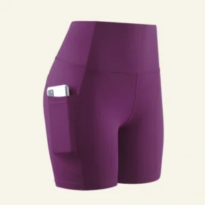 Cadmus High Waist Yoga Shorts for Women Workout Running Shorts Naked Feeling Biker Shorts Tummy Control Deep Pockets, Purple, XL