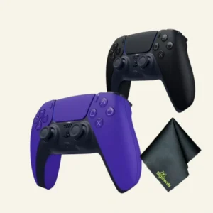 Sony PS5 DualSense Wireless Controller V2 (2024 Model) - Galactic Purple + Sony PS5 DualSense Wireless Controller V2 (2024 Model) - Midnight Black + Microfiber Cleaning Cloth