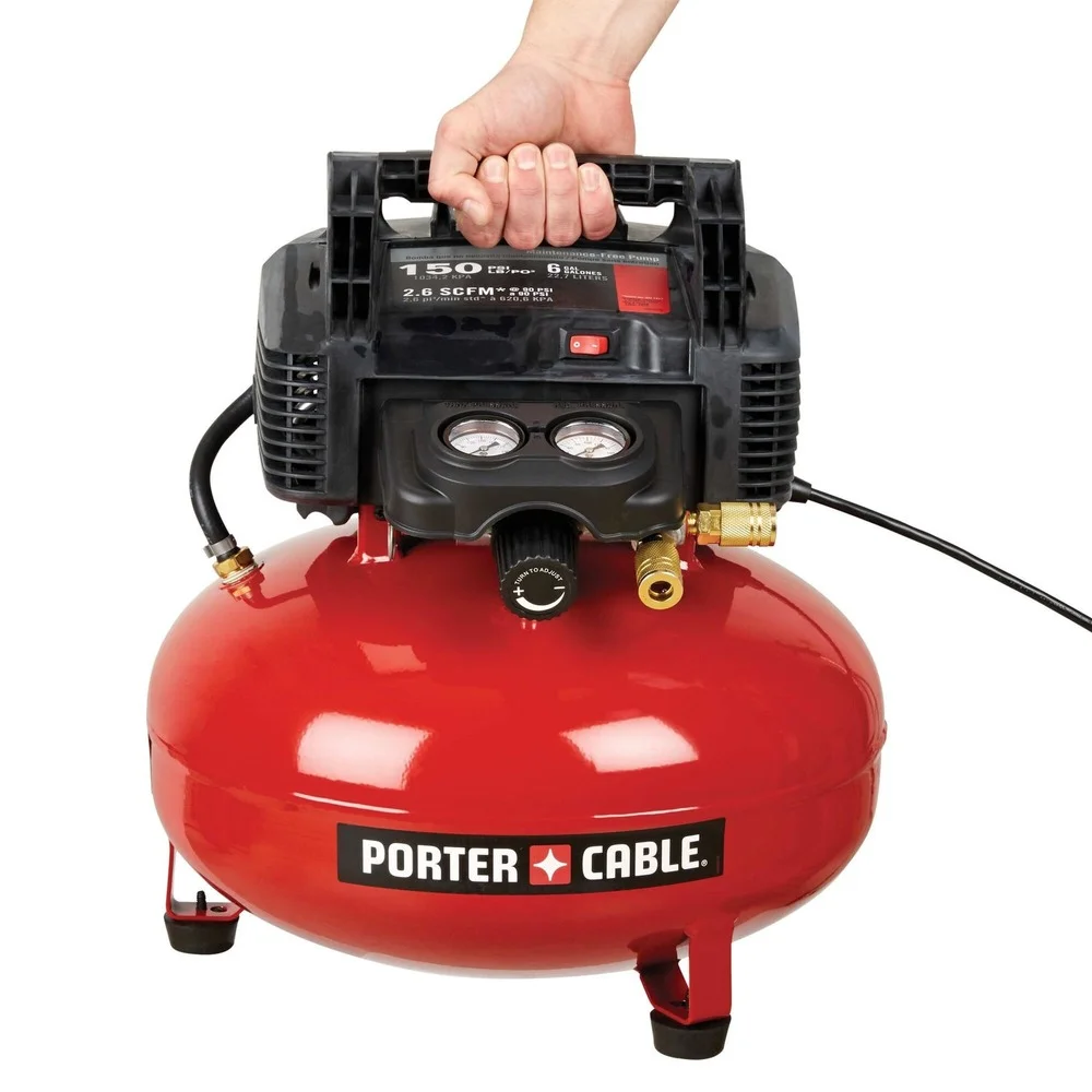Porter-Cable C2002-ECOM 0.8 HP Oil-Free Pancake Air Compressor 6 gal 4 Porter-Cable C2002-ECOM 0.8 HP Oil-Free Pancake Air Compressor 6 gal - Image 4